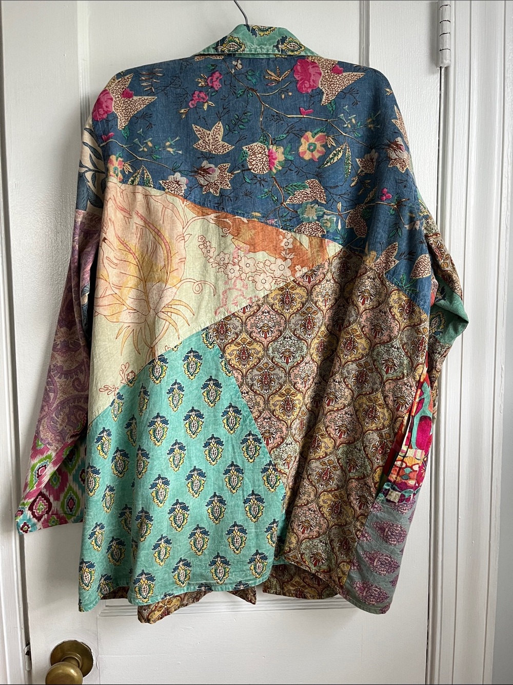 Patchwork Printed Button-Front Jacket - Multicolor - Picture 2 of 5